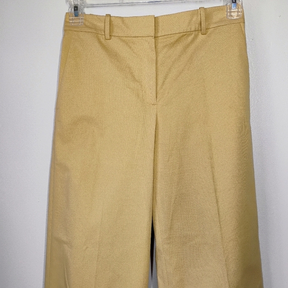Theory Wide Leg Trouser Pants Womens 2 Khaki Beige Career Office Work Cotton - Picture 4 of 14